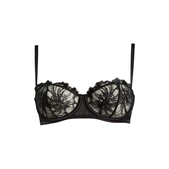 🆕ETAM Amaryllis Embroidered Underwire Demi Sheer Lace Bra 36D Black - Picture 5 of 10